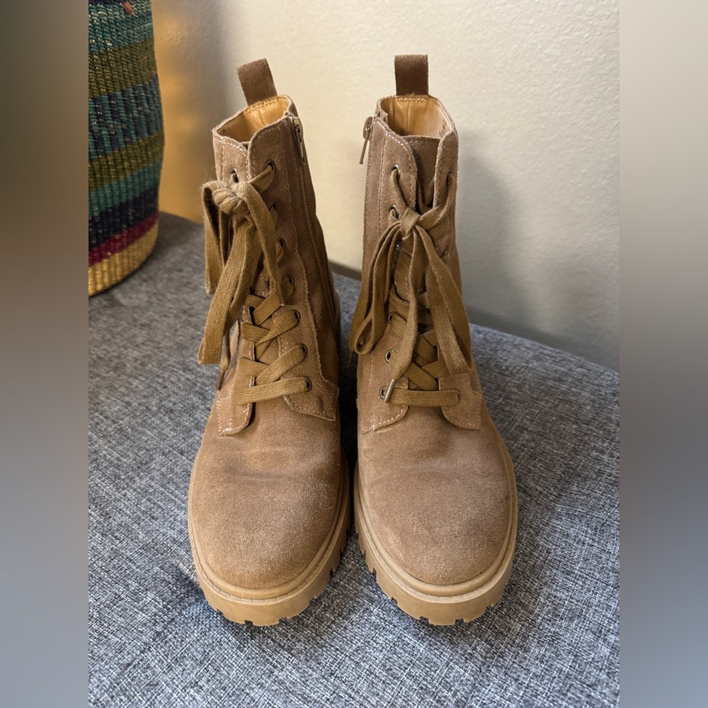 Leather lace up boots